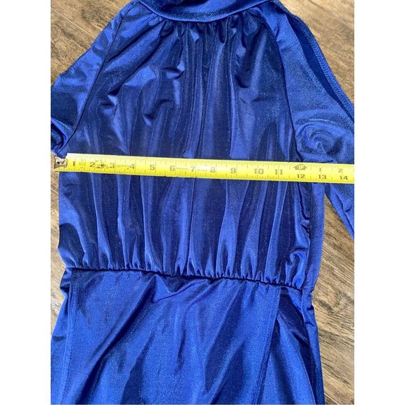 Navy High Neck Double Extreme Split Maxi Dress - Picture 5 of 8